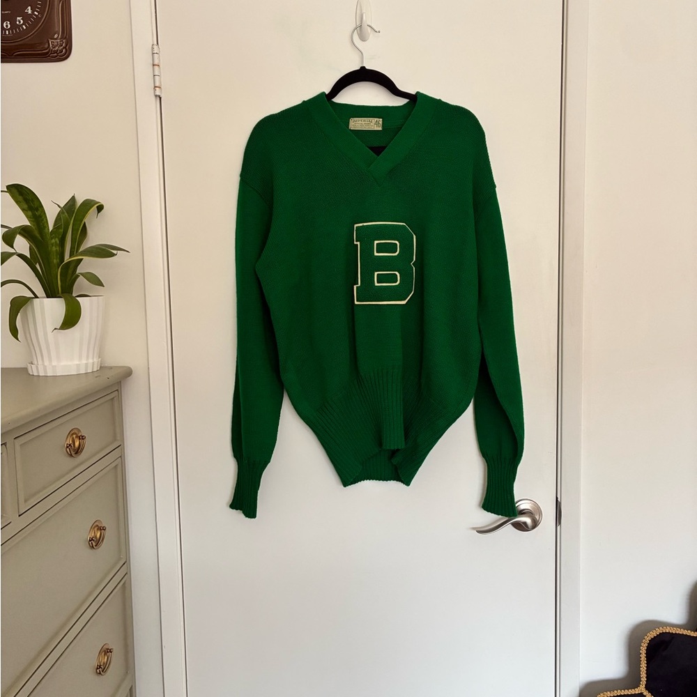 Vintage 60s Wool V-Neck Sweater - Bristol Product B Logo